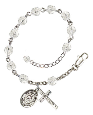 Our Lady of Fatima Rosary Bracelet - Silver Plate - April - Crystal