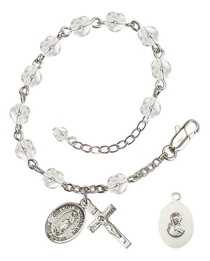 Our Lady of Guadalupe Rosary Bracelet - Silver Plate - April - Crystal