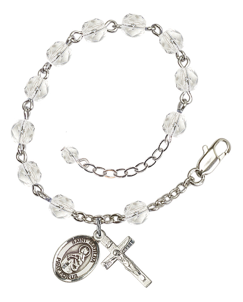Saint Matilda Rosary Bracelet - Silver Plate - April - Crystal