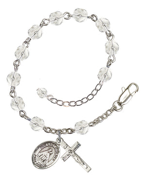 Our Lady of Olives Rosary Bracelet - Silver Plate - April - Crystal