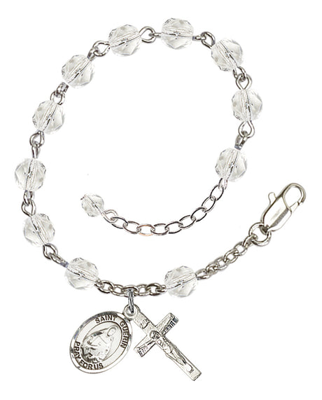 Saint Theodora Rosary Bracelet - Silver Plate - April - Crystal