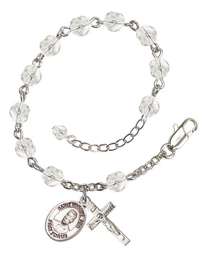 Blessed Miguel Pro Rosary Bracelet - Silver Plate - April - Crystal