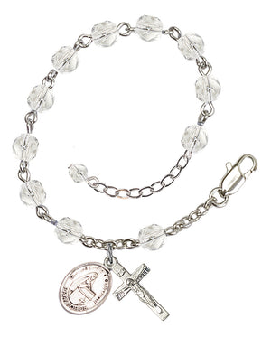 Blessed Emilee Doultremont Rosary Bracelet - Silver Plate - April - Crystal