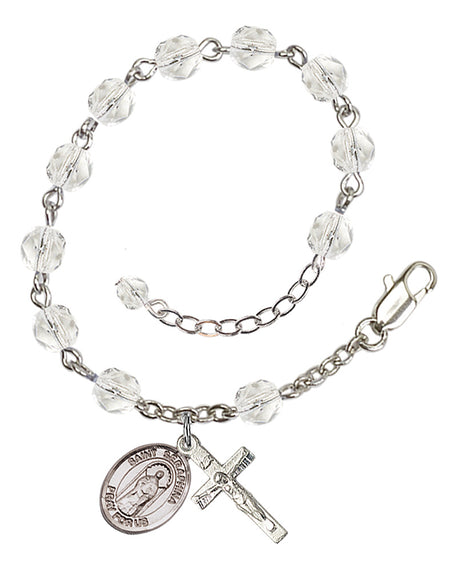 Saint Seraphina Rosary Bracelet - Silver Plate - April - Crystal