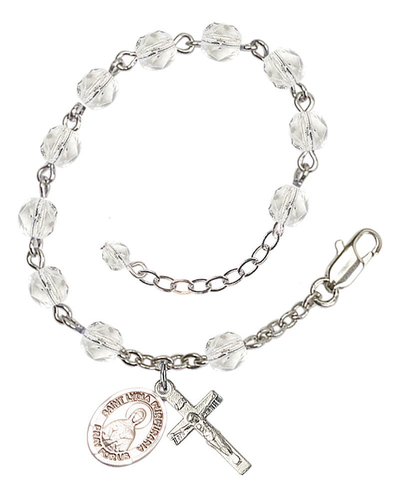 Saint Lydia Purpuraria Rosary Bracelet - Silver Plate - April - Crystal