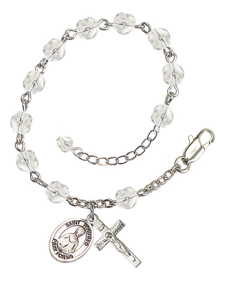 Saint Winifred of Wales Rosary Bracelet - Silver Plate - April - Crystal