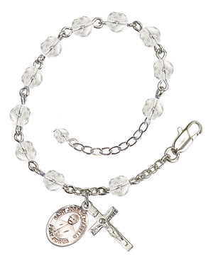 Saint Joseph Marello Rosary Bracelet - Silver Plate - April - Crystal