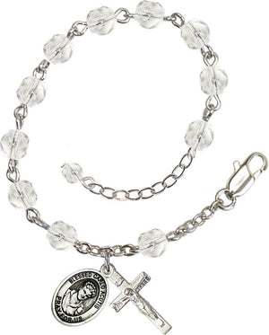 St. Carlo Acutis Birthstone Rosary Bracelet with Pewter Medal & Crucifix