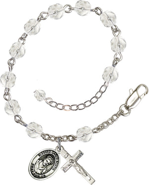 Saint Carlo Acutis Rosary Bracelet - Silver Plate - April - Crystal