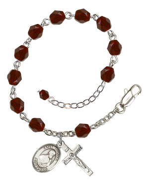 Saint Thomas the Apostle Rosary Bracelet - Silver Plate - January - Garnet