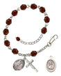 Saint Christopher Golf Rosary Bracelet - Silver Plate - January - Garnet