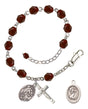 Saint Christopher Basketball Rosary Bracelet - Silver Plate - January - Garnet