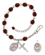 Saint Christopher Tennis Rosary Bracelet - Silver Plate - January - Garnet