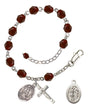 Saint Sebastian Baseball Rosary Bracelet - Silver Plate - January - Garnet
