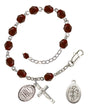 Saint Sebastian Swimming Rosary Bracelet - Silver Plate - January - Garnet
