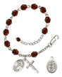 Saint Sebastian Cheerleading Rosary Bracelet - Silver Plate - January - Garnet