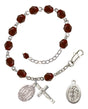 Saint Sebastian Lacrosse Rosary Bracelet - Silver Plate - January - Garnet