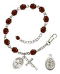 Saint Sebastian Figure Skating Rosary Bracelet - Silver Plate - January - Garnet