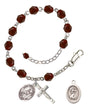 Saint Christopher Rodeo Rosary Bracelet - Silver Plate - January - Garnet