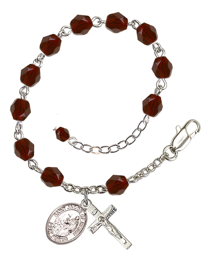 Saint Jacob of Nisibis Rosary Bracelet - Silver Plate - January - Garnet