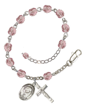 Saint Philomena Rosary Bracelet - Silver Plate - June - Light Amethyst