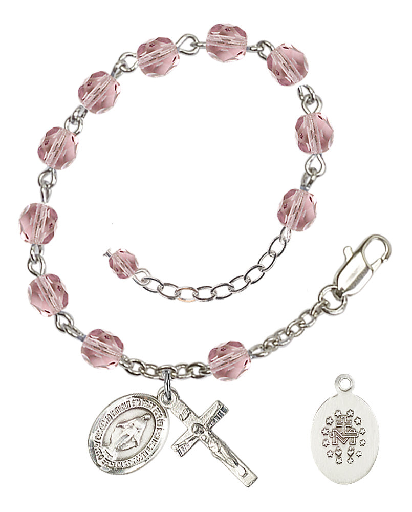 Miraculous Rosary Bracelet - Silver Plate - June - Light Amethyst
