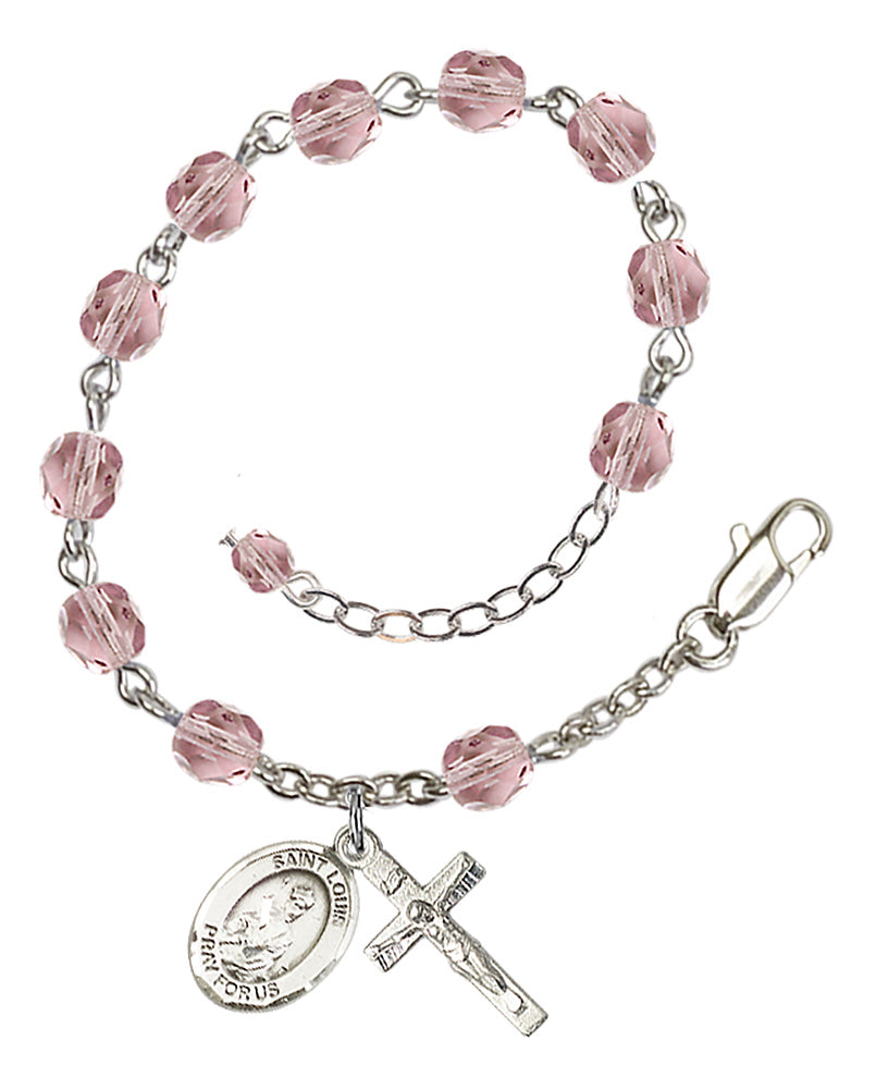 Saint Louis Rosary Bracelet - Silver Plate - June - Light Amethyst