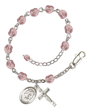 Saint Rita of Cascia Rosary Bracelet - Silver Plate - June - Light Amethyst