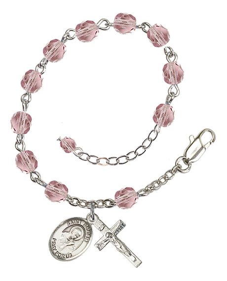 Saint Robert Bellarmine Rosary Bracelet - Silver Plate - June - Light Amethyst