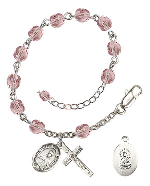 Scapular Rosary Bracelet - Silver Plate - June - Light Amethyst