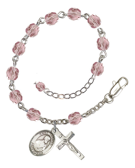 Saint Thomas the Apostle Rosary Bracelet - Silver Plate - June - Light Amethyst