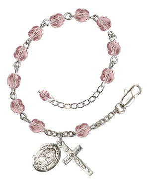 Our Lady of la Vang Rosary Bracelet - Silver Plate - June - Light Amethyst
