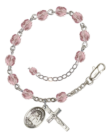 Saint Valentine of Rome Rosary Bracelet - Silver Plate - June - Light Amethyst