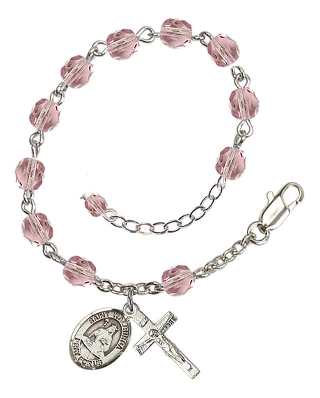 Saint Walburga Rosary Bracelet - Silver Plate - June - Light Amethyst