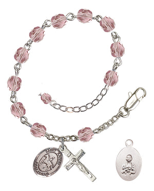 Saint Kateri Equestrian Rosary Bracelet - Silver Plate - June - Light Amethyst