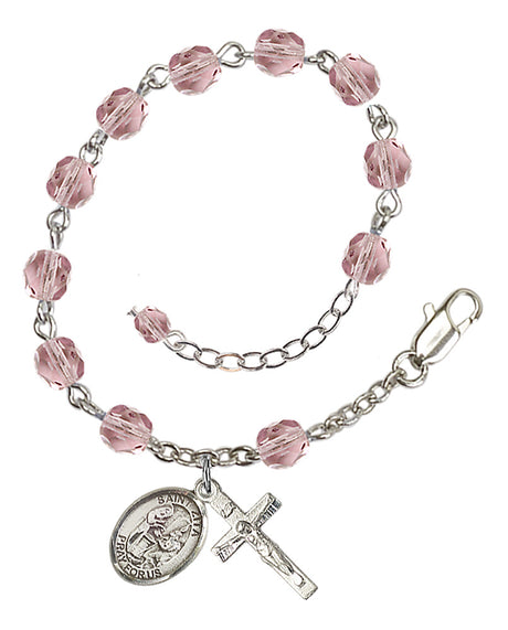 Saint Zita Rosary Bracelet - Silver Plate - June - Light Amethyst