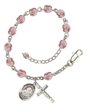 Our Lady of the Railroad Rosary Bracelet - Silver Plate - June - Light Amethyst