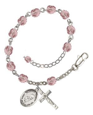 Blessed Trinity Rosary Bracelet - Silver Plate - June - Light Amethyst