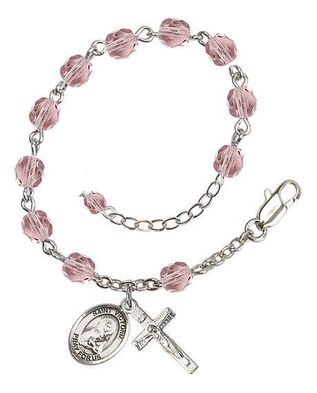 Saint Victoria Rosary Bracelet - Silver Plate - June - Light Amethyst