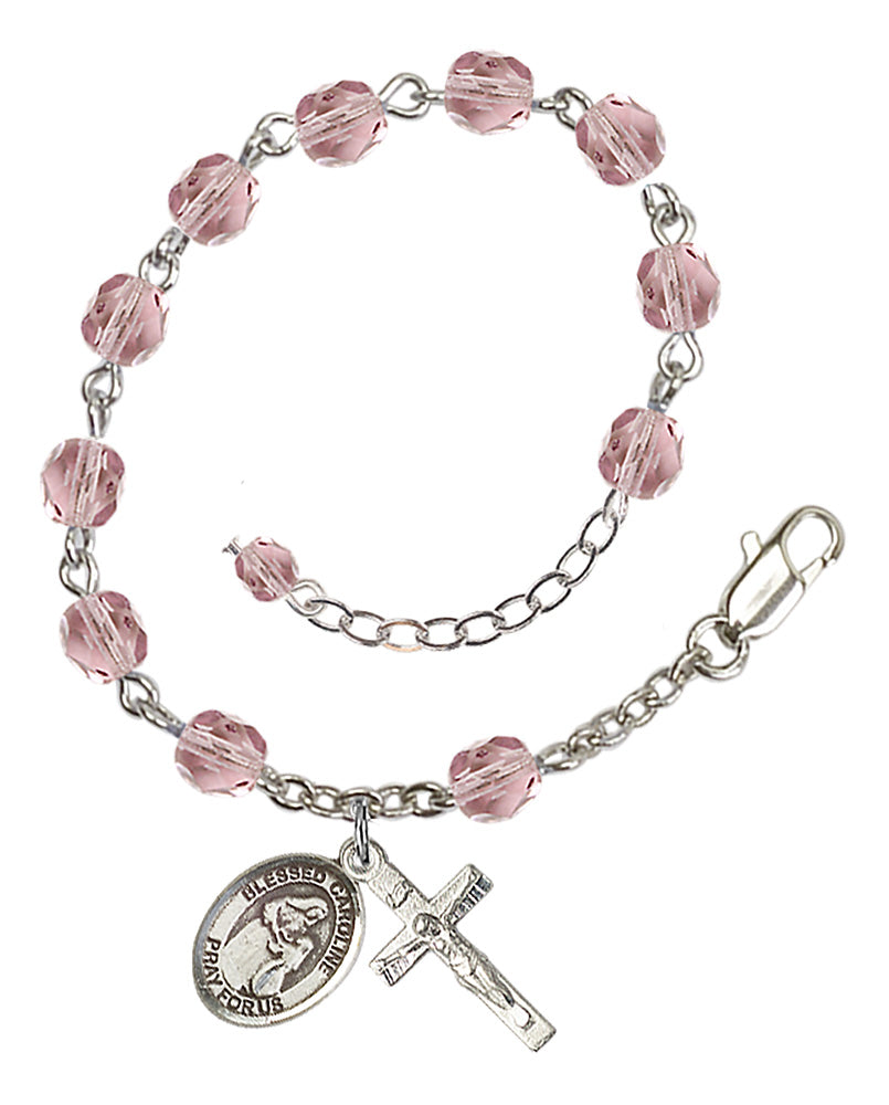 Blessed Caroline Gerhardinger Rosary Bracelet - Silver Plate - June - Light Amethyst