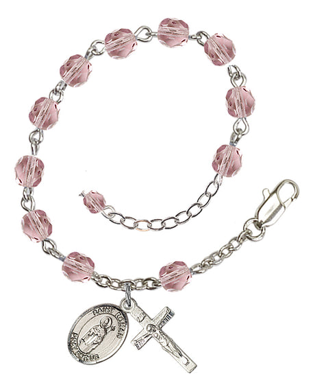 Saint Ronan Rosary Bracelet - Silver Plate - June - Light Amethyst