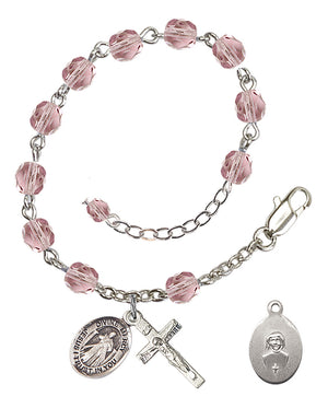 Divine Mercy Rosary Bracelet - Silver Plate - June - Light Amethyst
