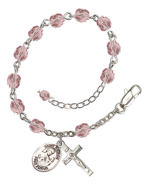 Saint Kieran Rosary Bracelet - Silver Plate - June - Light Amethyst