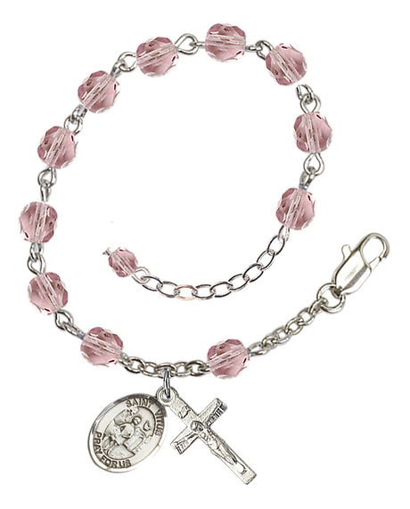 Saint Vitus Rosary Bracelet - Silver Plate - June - Light Amethyst