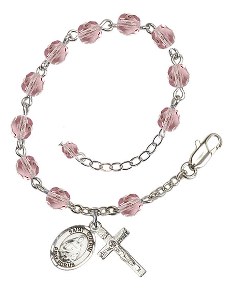 Saint Theodora Rosary Bracelet - Silver Plate - June - Light Amethyst