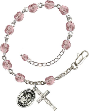 St. Carlo Acutis Birthstone Rosary Bracelet with Pewter Medal & Crucifix