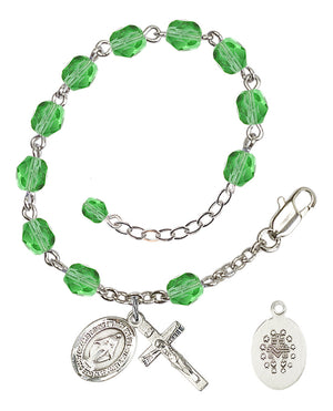 Miraculous Rosary Bracelet - Silver Plate - August - Peridot