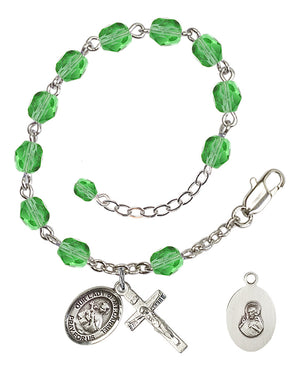 Our Lady of Mount Carmel Rosary Bracelet - Silver Plate - August - Peridot