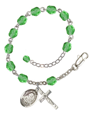 Our Lady of the Railroad Rosary Bracelet - Silver Plate - August - Peridot