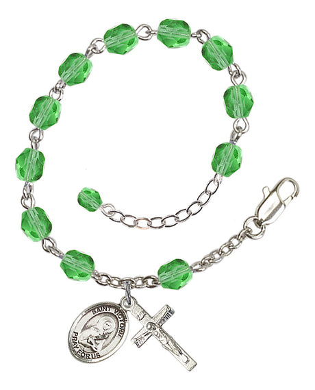 Saint Victoria Rosary Bracelet - Silver Plate - August - Peridot